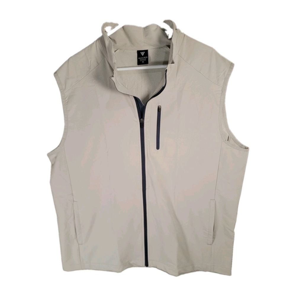Maelreg Golf Vest Mens XL Beige Stone Full Zip Stretch Windbreaker Performance